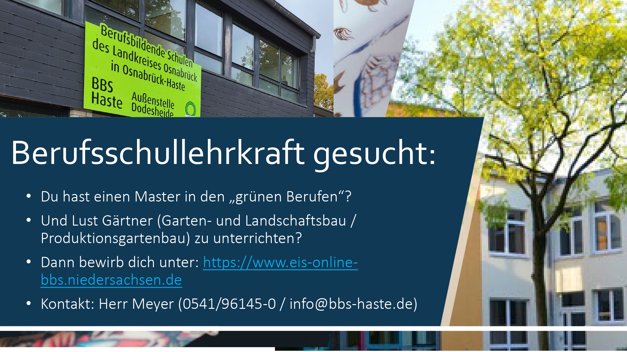 Stellenausschreibung: Lehrkraft im Garten- & Landschaftsbau/ Produktionsgartenbau an der Berufsbildenden Schule in Osnabrück